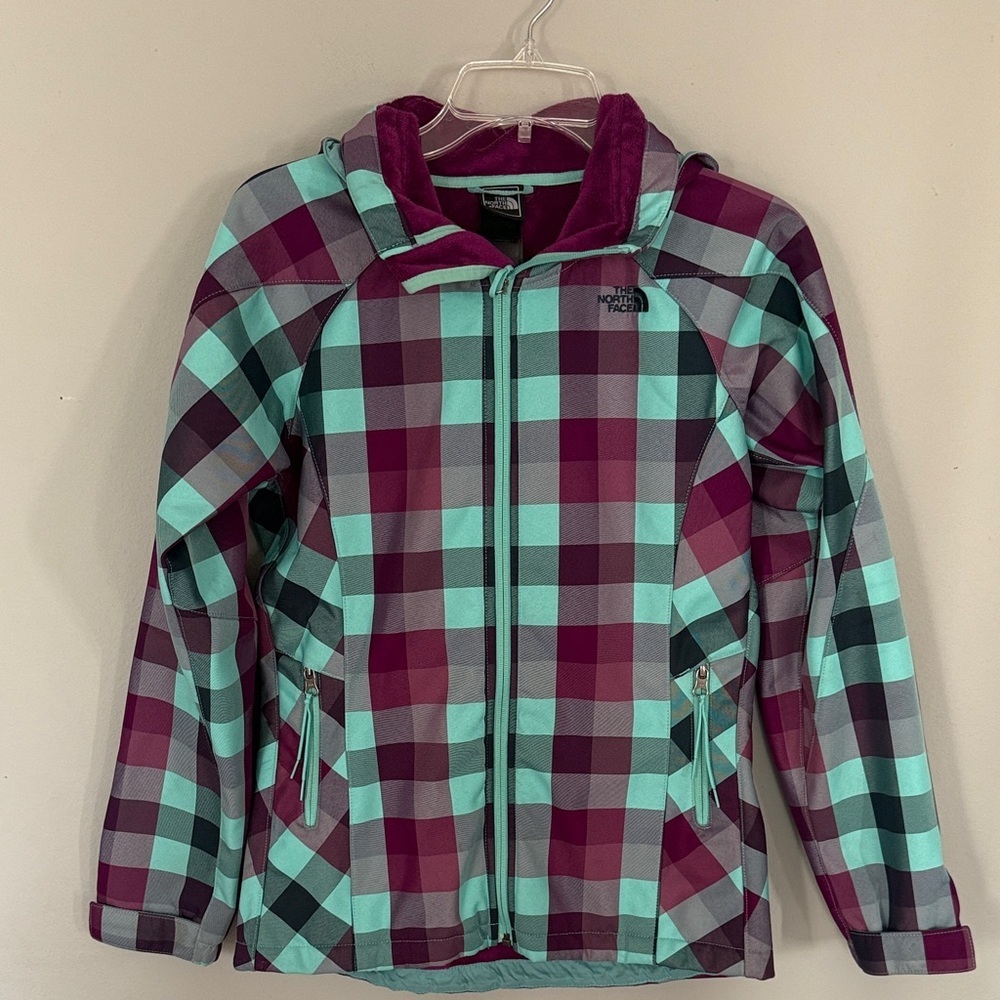The North Face Plaid Ski Jacket - Teal and Burgundy